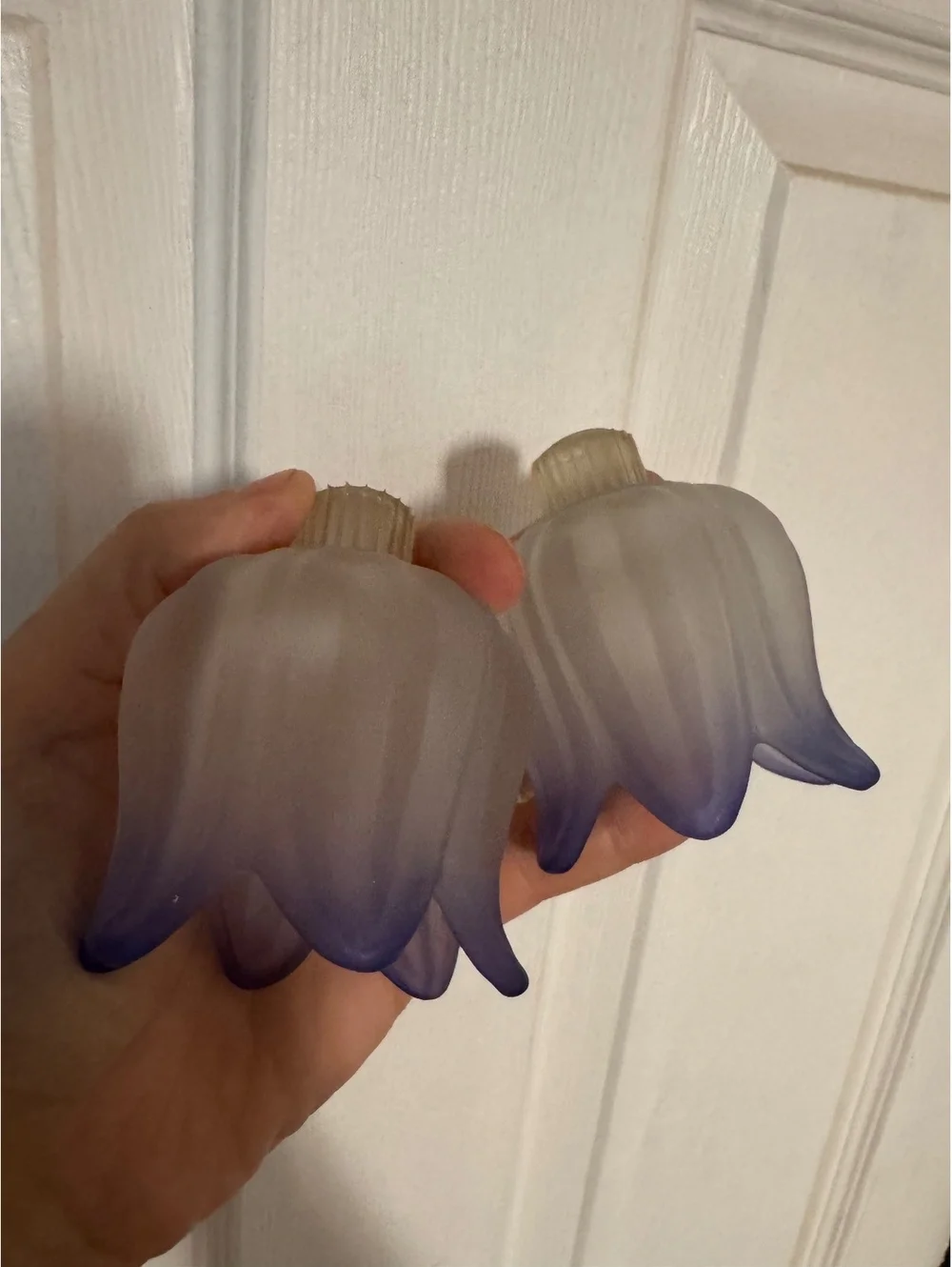 Pair of Vintage Frosted Purple Glass Light Shades